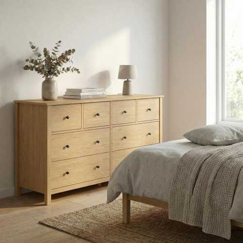 Farmhouse 8-Drawer Freestanding Dresser, Engineered Wood with Melamine Finish, 53.15" W