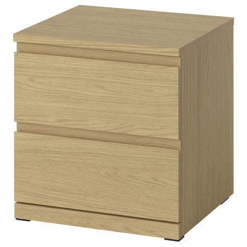 STORKLINTA Nightstand - oak effect/with 2 drawers 19 5/8x18 7/8x20 7/8 "