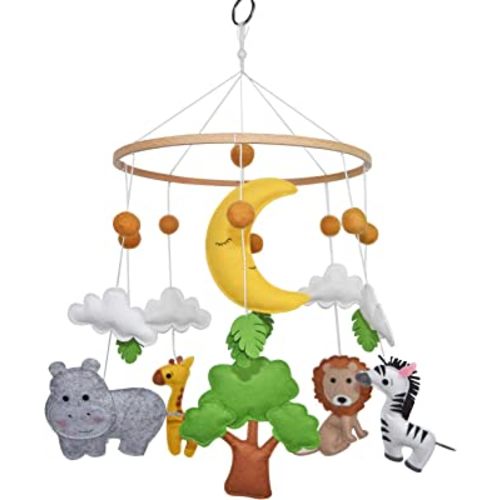 C&K WORKS Baby Nursery Mobile Soft Jungle Safari Zoo Animals