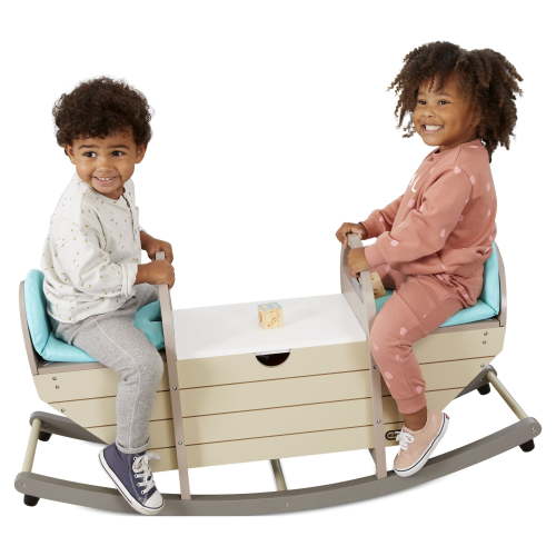 Little Tikes Child Stylish Teeter Totter Storage Bench, Wooden Multicolor