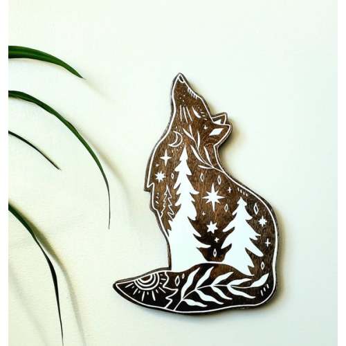 Wolf Wood Wall Art Woodland Nursery Decor Coyote Baby Shower - Etsy