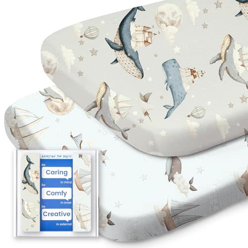 Bassinet Sheets for Baby Boy Girl, TotBasic Buttery Soft Universal Bassinet Fitted Sheet, Compatible with Halo, Mika Micky, Baby Delight, Dream On Me, Maxi COSI & More Bassinet Mattress