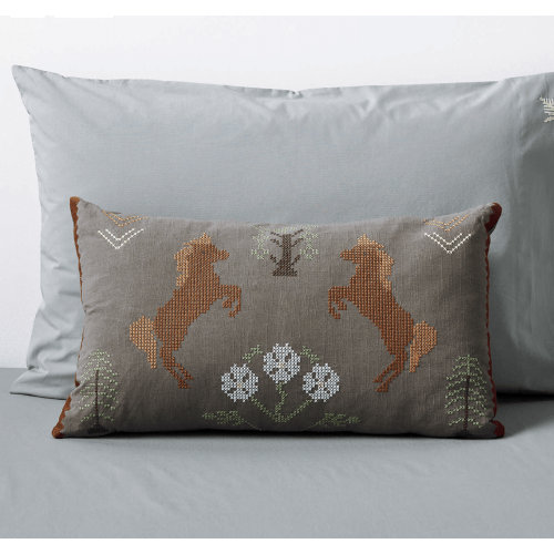 Prairie Embroidered Kids Throw Pillow by Sharland England