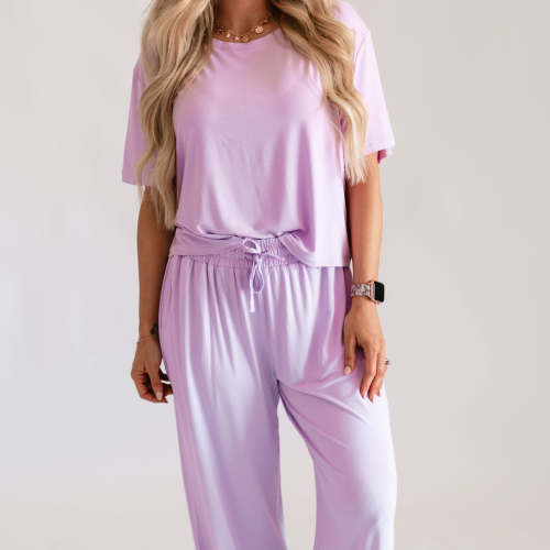 Women's T-Shirt and Pants Set in Orchid Bloom