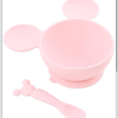 Minnie Mouse Light Pink Silicone Baby Bowl & Spoon Set | Bumkins