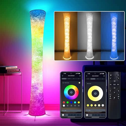 2 Pcs Floor Lamp, 61'' Smart RGB LED Corner Lamp with Music Sync and 16 Million DIY Colors, 3 Color Temperature, APP & Remote Control, Color Changing Standing Floor Lamp for Bedroom Living Room