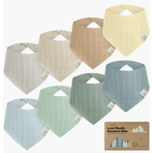 8-Pack Lumi Muslin Bandana Bibs - Mirage