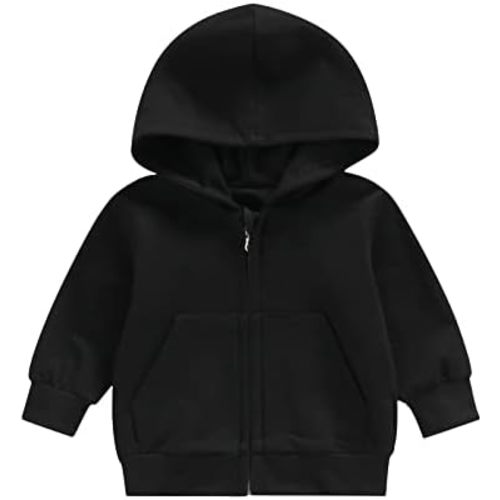Toddler Baby Boy Girl Zip Up Hoodies Solid Color Casual Long Sleeve Hooded Sweatshirts Jacket Outwear Fall Clothes