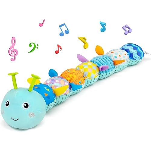 Baby Tummy Time Toys 0-6 Month Musical Stuffed Animal Plush Caterpillar Toy for Infant 6-12 Month Teething Sensory Toy with Crinkle Rattle Babies 0-3-6 Month Newborn Boy Girl Birthday