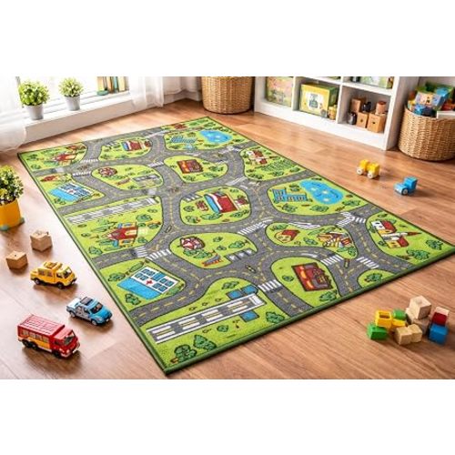 Kids Carpet Playmat Rug City Life Great for Playing with Cars and Toys - Play Learn and Have Fun Safely - Kids Baby Children Educational Road Traffic Play Mat for Bedroom Play Room Game Safe Area