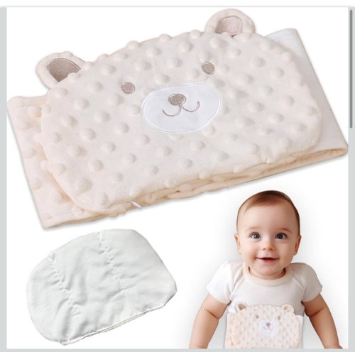 Baby Colic Relief Gripe Belt Seed Heating Pad with Gentle Warmth Tummy Wrap for Soothing Gas and Upset Stomach (Beige, 0m+)