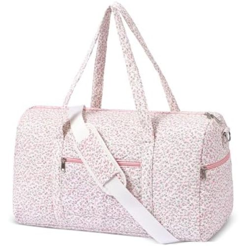 Gym Bag for Women, Cute Duffle Bag, Quilted Duffle Bag for Travel, Floral Duffle Bags, Weekend Bag with Zipper Pocket Dance Bag Organizer