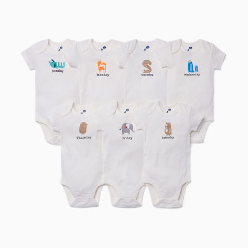 Small Story Days Of The Week Bodysuits (7 Pack) - Animal Friends, 0-3 M