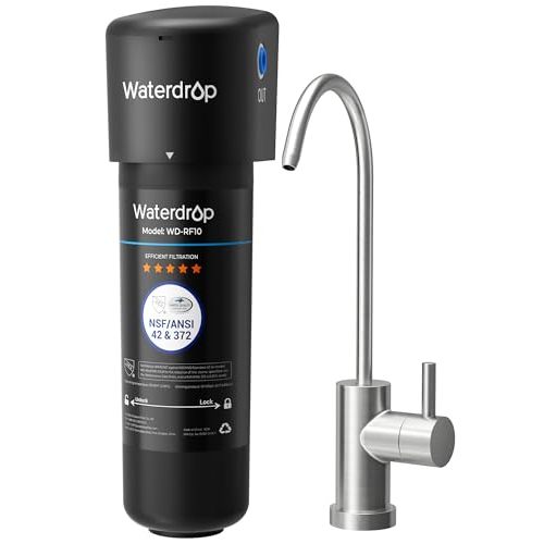 Waterdrop 10UB Under Sink Water Filter, Under Sink Water Filtration System for 11K Gallons, NSF/ANSI 42 Certified, Reduces PFAS, PFOA/PFOS, Lead, Under Sink Water Filter with Faucet