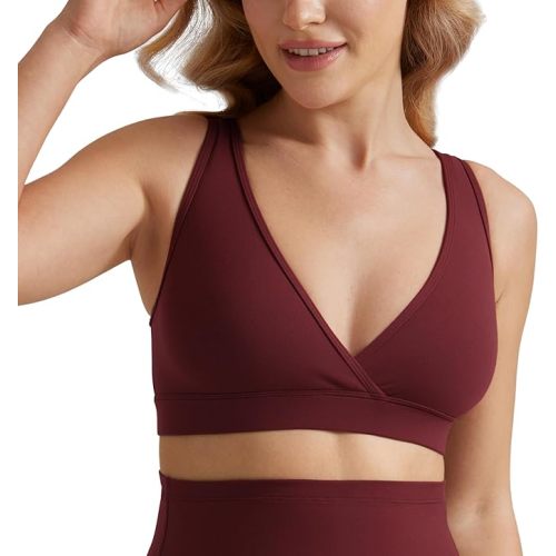 CRZ YOGA Butterluxe Maternity V Neck Nursing Bras - Wireless Sleep Breastfeeding Lounge Womens Pregnancy Bralette Comfy