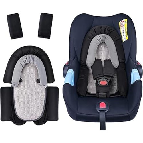 COOLBEBE Upgraded 3-in-1 Babybody Support & Strap Covers Set for Newborn Infant - Extra Soft Car Seat Insert Cushion Pad, Perfect for Carseats, Strollers, Swing, Black