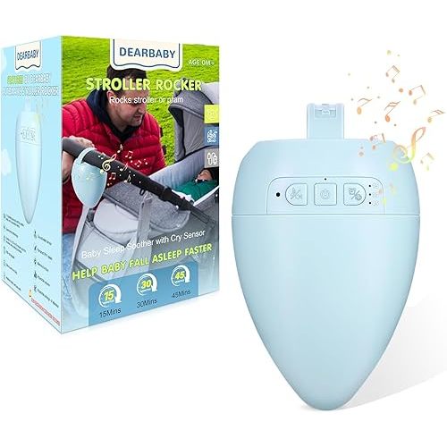 Baby Stroller Rocker Rechargeable, 11 Soothing Sounds Sleep Soother with Cry Activated Sensor, Adjustable Speed with 15,30,45 Minute Timer- Fits All Pushchairs & Prams Create a Baby Bouncer