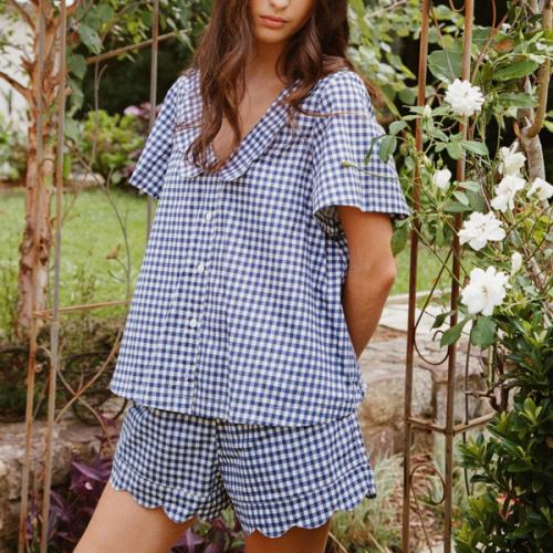 Penelope Sleep Set - Gingham - Navy – Piyama USD