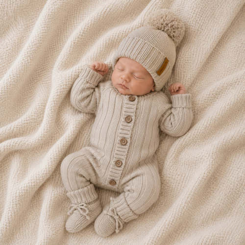 Milo Cotton Knit jumpsuit 3pc SET | Taupe – Olive and Cradle