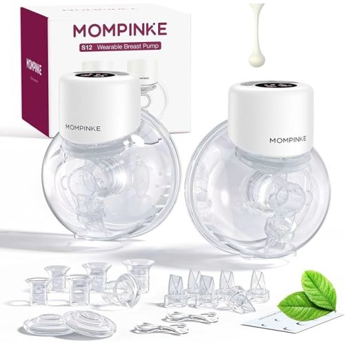 Wearable Breast Pump S12, Electric DoublePump Hands-Free Breastfeeding Pump, 12 Adjustable Suction Levels, Portable Low Noise Hospital-Grade Breast Pump with Carrying Bag, 24mm, 2 Pack, White