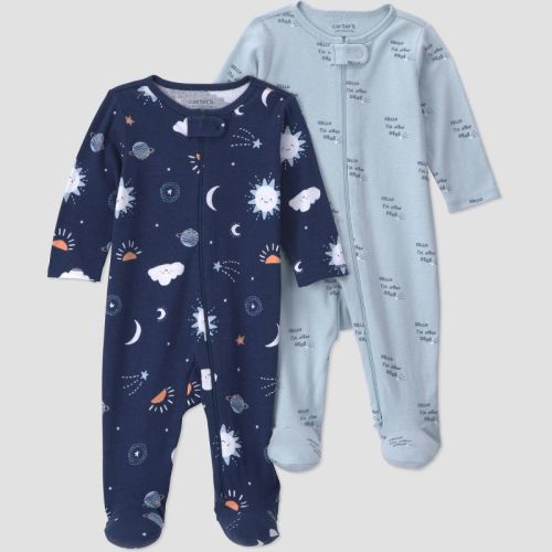 Carter's Just One You® Baby Boys' 2pk celestial Long Sleeve Sleep N Plays - Blue Newborn