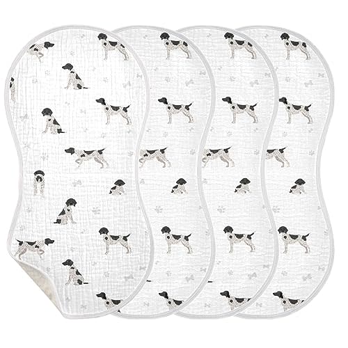 YYZZH Dog German Shorthaired Pointer Muslin Burp Cloths for Baby 4 Pack Soft 100% Cotton Baby Washcloths Bibs for Boy Girl