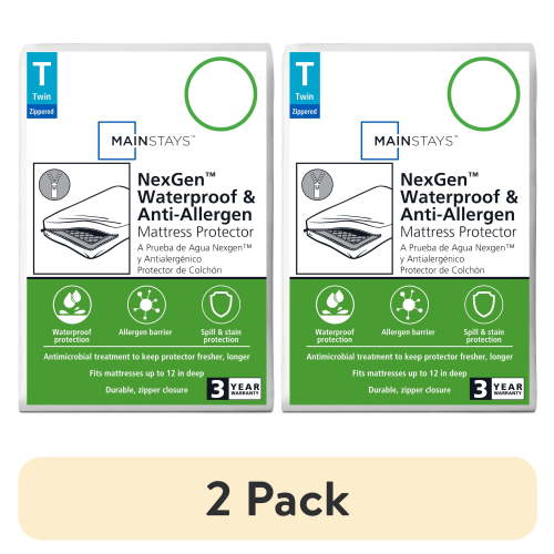 (2 pack) NexGen Waterproof Zippered Mattress Protector Mainstays, Twin