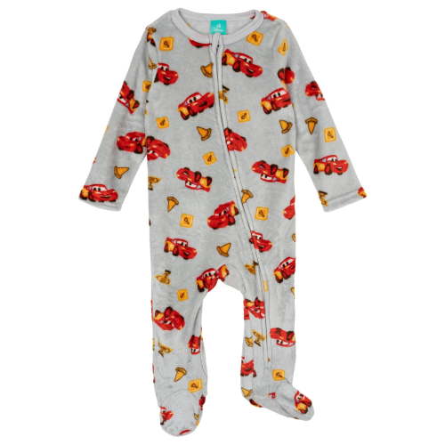 Disney Cars Baby Boys' Fleece Footed Sleep N' Play McQueen Light Grey