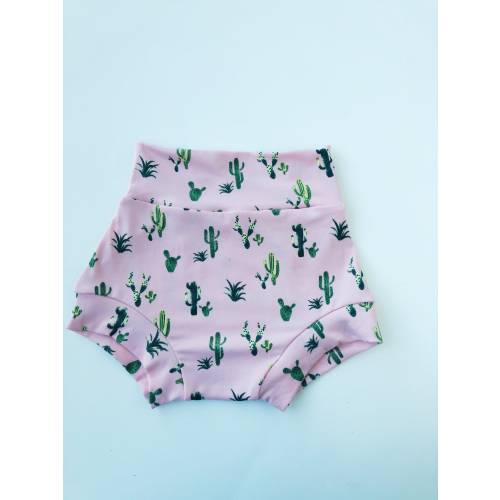 Cactus Print Baby Shorties, Pink Knit Bummies