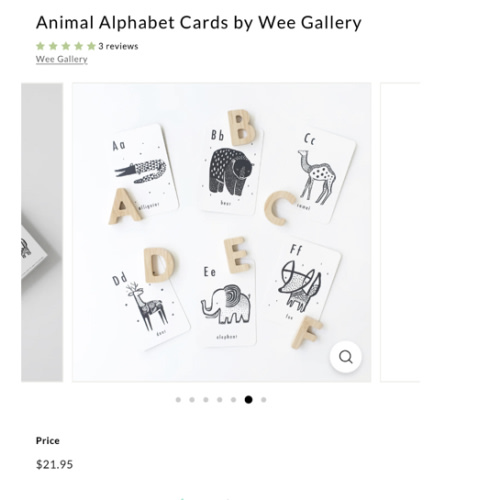 Animal Alphabet Cards by Wee Gallery – Pacifier Kids Boutique