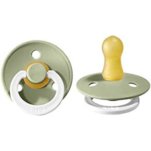 BIBS Pacifiers Colour Collection | Natural Rubber Baby Pacifier | Set of 2 BPA-Free Soothers | Made in Denmark | 0+ Months (Pack of 2) | Sage Night
