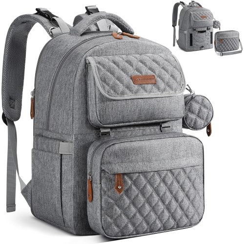 Maelstrom Diaper Bag Backpack,29L-45L Expandable Large Baby Bag for 2 Kids/Twins, with Removable Cross Body Bottle Bag for Mom/Dad,Stylish Nappy Bag Gift for Boys/Girl-Mothers Day Gifts-Elegant Grey