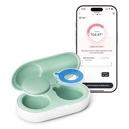 Momcozy Wearable Digital Thermometer for Baby, Medical-Grade Accurate Smart Thermometer, Instant Reads, APP Real-time Monitoring Thermometer for Kids & Infants, Hypoallergenic 3M Stiker,Bluetooth