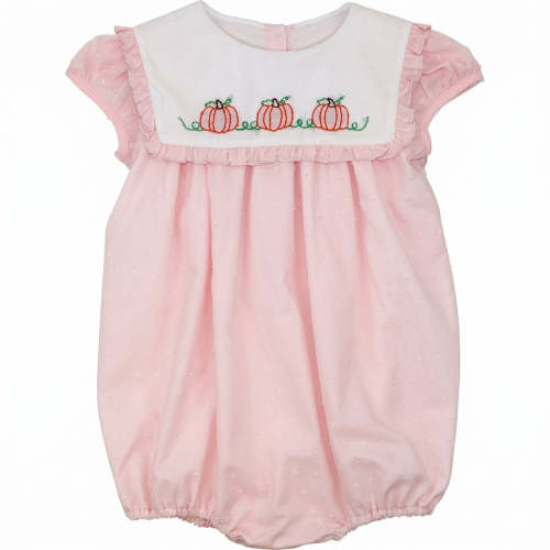 Pink Swiss Dot Embroidered Pumpkin Bubble