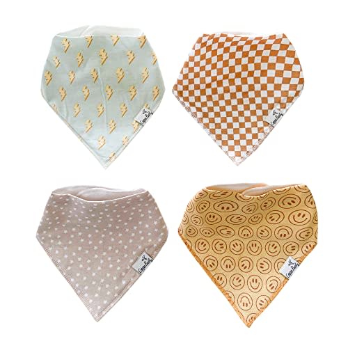 Copper Pearl Baby Bandana Bibs - 4 Pack Soft Cotton Baby Bibs for Drooling and Teething, Absorbent Drool Bibs for Baby Girl and Boy, Adjustable to Fit Newborns to Toddlers, Tons of Styles (Vance)