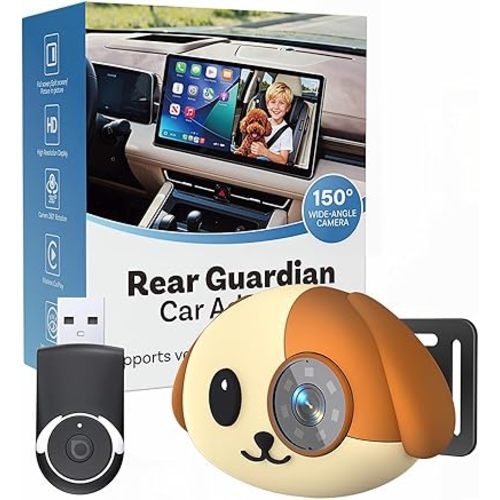 Wireless CarPlay Baby Car Camera for iPhone, 1080P Rear Seat Baby Monitor with Night Vision, No Screen Needed, Plug & Play Adapter, Split Screen, 150 Wide Angle Fits Factory Wired CarPlay Cars