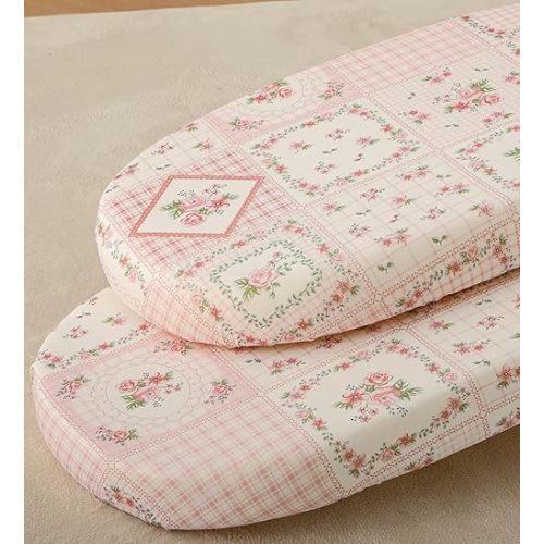 SDY Jersey FloralBassinet Sheets for Baby Girls,32 "x 16 "x 4",2 Pack,Pink Flower Standard Oval/Retangle Bassinet Mattress Sheets for Toddler,Super Soft Breathable