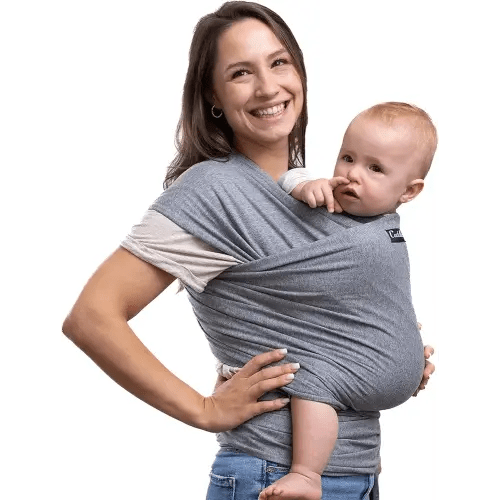 CuddleBug Hands-Free Baby Carrier - Soft & Stretchy Wrap - Newborn to Toddler 7-35 lbs - One-Size-Fits-All Hip-Healthy Holder (Gray)