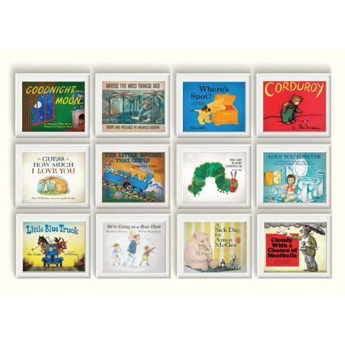 Storybook Nursery Art Prints Qty 4 UNFRAMED Baby Girl Boy Gender Neutral BEDROOM Classic Goodnight Moon Guess How Much Book Baby Shower Gift