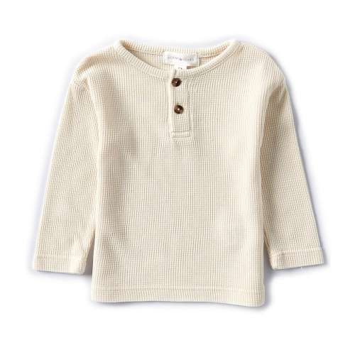 Scene&Heard Baby Boys Long Sleeve Waffle Knit Henley T-Shirt