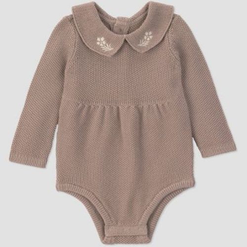 Carter's Just One You® Baby Girls' Long Sleeve Collared Sweater Knit Bubble Romper - Brown 3M