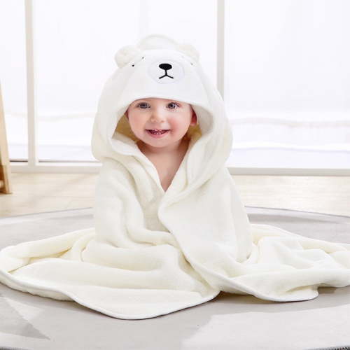 Liyufly Baby Bath Towel, Absorbent Large Hooded Towel for Kids, Newborn, Babie, Toddler, Infant, White Bear, 31.5 x 31.5 inch