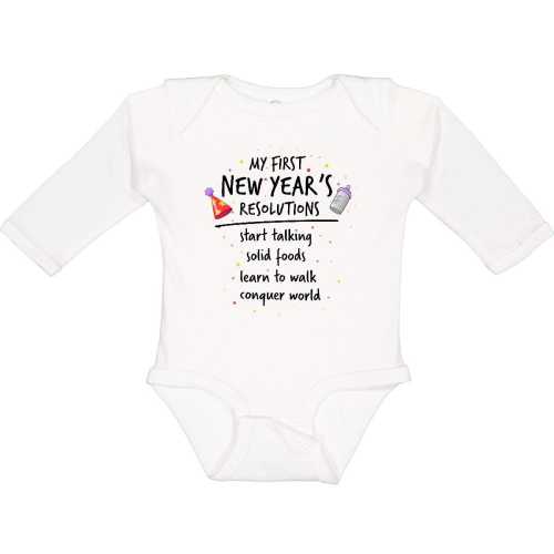 My First New Year's Resolutions Baby Long Sleeve Bodysuit By Inktastic