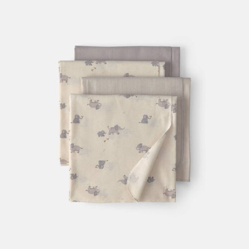 Baby 4-Pack Elephant Receiving Blankets - Grey/Ivory | Carter’s Oshkosh Canada