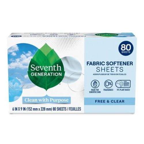 Seventh Generation Fabric Softener Sheets Free & Clear - 80ct