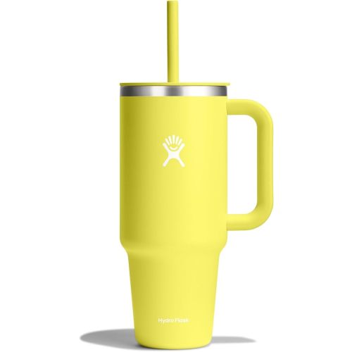 Hydro Flask Travel Tumbler with Handle, Lid and Straw - Insulated Stainless Steel in 40 Oz Cactus