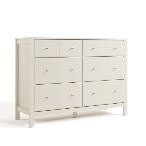 Storkcraft Horizon 6 Drawer Dresser (Frosted Oat) – GREENGUARD Gold Certified Dresser for Nursery & Kids’ Room, Modern Storage with Interlocking Drawer System