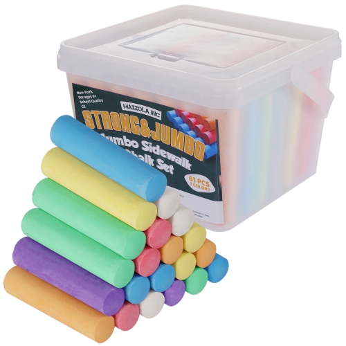 Kesletney Jumbo Sidewalk Chalks Set, 61 Pcs Washable Non-Toxic Outdoor Street Bulk Chalkboard