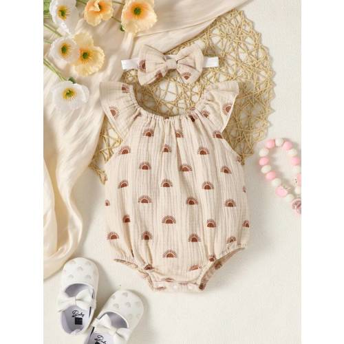 Baby Girl Allover Print Bodysuit & Accessory Headband