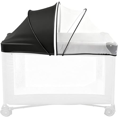 Mosquito Net for Pack N Play, Half Blackout Netting Cover with 2-Way Zipper for Playpen, Keep Cats Out, Foldable with Storage Bag